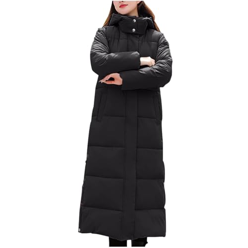 Winterjacke Damen Leicht Und Warme, Sale Daunenjacke Elegant Und Schick, Wintermantel Wasserdicht Bequem, Steppjacke Mit Kapuze Und Knopftasche, Verlängerte Wintermantel Gepolsterte Daunenmantel von HAOLEI