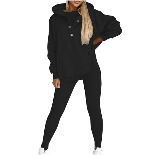 Zweiteiliges Damen Sport Sweatshirt Set, Kapuzen Hoodie Und Leggings, Lässiges Bequemes Pullover, Sale Jogginganzug Stilvoll, Trainingsanzug Elegant Günstig Sport Set Atmungsaktiv von HAOLEI