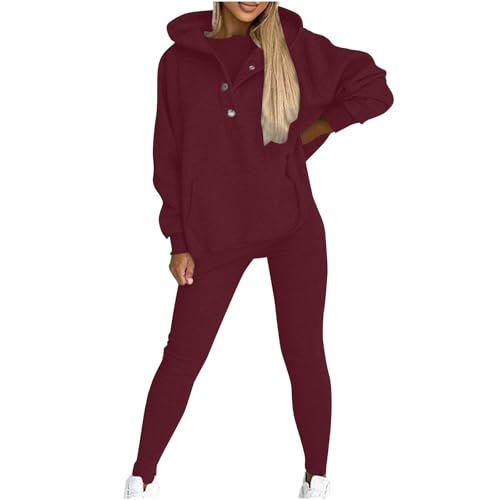 Zweiteiliges Damen Sport Sweatshirt Set, Kapuzen Hoodie Und Leggings, Lässiges Bequemes Pullover, Sale Jogginganzug Stilvoll, Trainingsanzug Elegant Günstig Sport Set Atmungsaktiv von HAOLEI