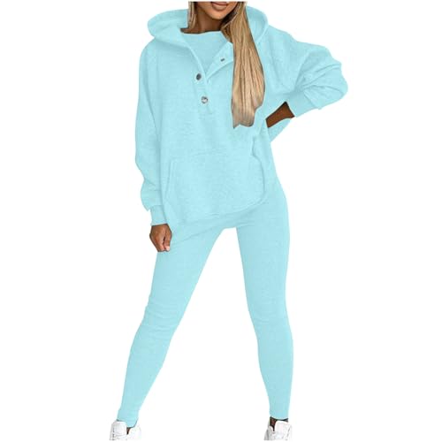 Zweiteiliges Damen Sport Sweatshirt Set, Kapuzen Hoodie Und Leggings, Lässiges Bequemes Pullover, Sale Jogginganzug Stilvoll, Trainingsanzug Elegant Günstig Sport Set Atmungsaktiv von HAOLEI
