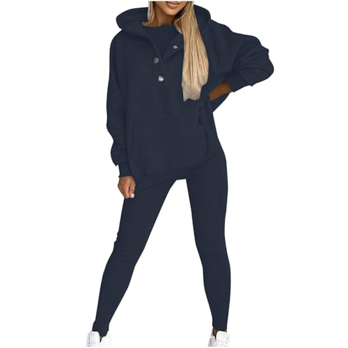 Zweiteiliges Damen Sport Sweatshirt Set, Kapuzen Hoodie Und Leggings, Lässiges Bequemes Pullover, Sale Jogginganzug Stilvoll, Trainingsanzug Elegant Günstig Sport Set Atmungsaktiv von HAOLEI