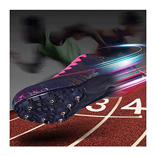 Herren Leichtathletikschuhe Unisex-Laufspikes Kinderlauf-Trainingswettbewerb Spezielle Weitsprungschuhe Junior Sprint Spikes,Blue-35 von HAOLIN