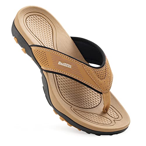 HAOLIRA Herren Flip Flops Zehentrenner Comfy Rutschsicher Sommer Beach Sandalen Outdoor Surfen Badelatschen (N2 Tawny 42 EU) von HAOLIRA