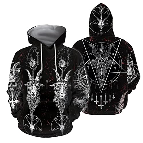 Pentagramm 3D Druck Hoodies Gothic Satan Sweatshirts Herren Frühling Marke Kapuzenpullover Hip Hop Herren Sweatshirt Hoody von HAOSEM