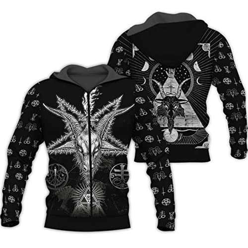 Pentagramm 3D Druck Hoodies Gothic Satan Sweatshirts Herren Frühling Marke Kapuzenpullover Hip Hop Herren Sweatshirt Hoody von HAOSEM