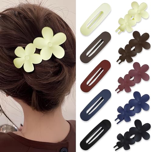 10 Stück flache Haarspangen, matte Blume Haar Kralle Clips, rutschfeste Haarspangen für dünnes, dickes Haar, Französisch Haar Spangen starken Halt Clips, Haar Klemmen Zubehör für Frauen, Mädchen 10 Stück flache Haarspangen, matte Blume Haar Kralle Clips, rutschfeste Haarspangen für dünnes, dickes Haar, Französisch Haar Spangen starken Halt Clips, Haar Klemmen Zubehör für Frauen, Mädchen von HAOTIAN-X