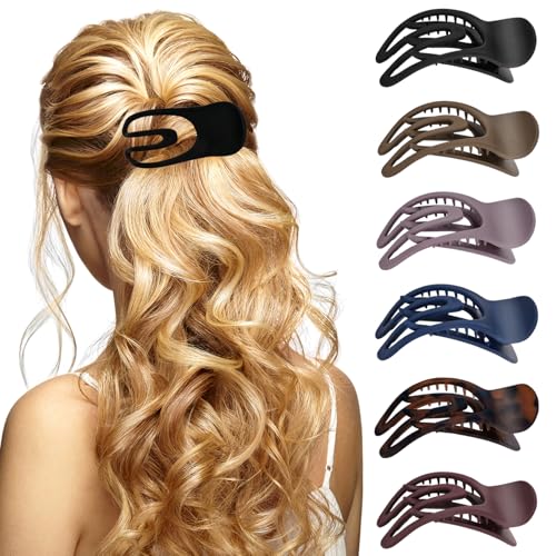 6Pcs Französisch Concord flache Haarspange, 3,35 Zoll gekrümmte Haar Kralle Clips, Matte Alligator Haarspangen starken Halt Banane Barrettes, rutschfeste Haar Klemmen Kiefer Clips für Frauen, Mädchen 6Pcs Französisch Concord flache Haarspange, 3,35 Zoll gekrümmte Haar Kralle Clips, Matte Alligator Haarspangen starken Halt Banane Barrettes, rutschfeste Haar Klemmen Kiefer Clips für Frauen, Mädchen von HAOTIAN-X