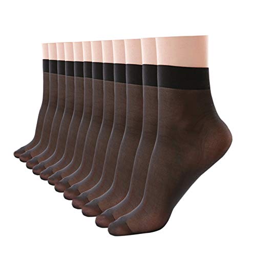 Damen-Socken, knöchelhoch, Nylon, transparent, 12 Packungen (in Verpackung) Gr. One size, Schwarz von HAOWA