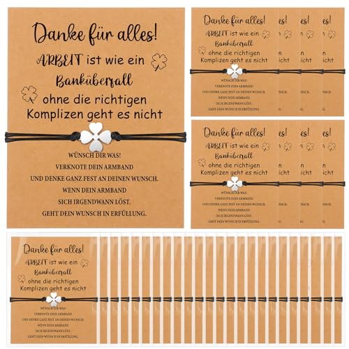 HAOWANWW 12 Pack Vierblättriges Kleeblatt Armband, Glücksbringer Kleeblatt Armband, Verstellbare Wunscharmbänder Handgefertigte Schnur Freundschaftsarmband mit Karten Abschiedsgeschenk für Damen HAOWANWW 12 Pack Vierblättriges Kleeblatt Armband, Glücksbringer Kleeblatt Armband, Verstellbare Wunscharmbänder Handgefertigte Schnur Freundschaftsarmband mit Karten Abschiedsgeschenk für Damen von HAOWANWW