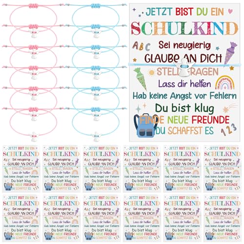 HAOWANWW 12 Stücke Einschulung Geschenk Armband, Schutzengel Schulanfang Armband Schulkind 2025 Mädchen Jungen, Freundschaftsarmband zum Schulkind Schultüte Füllung Schulanfang Geschenk Glücksbringer von HAOWANWW