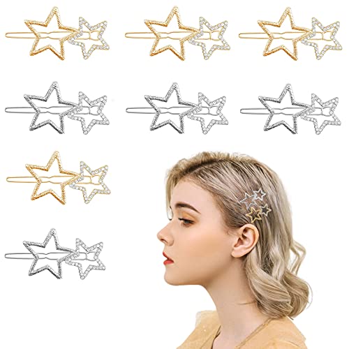8 Stück Haarschmuck Damen, Gold, Silber, Haarspange Hochzeit, Minimalistische Geometrische Hohlen Stern Haarspange Pin Haar-Accessoire Für Frauen Und Mädchen Kopfschmuck von HAOXYO