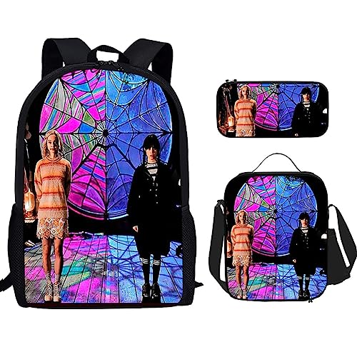 HAOYUNLAI Schulrucksack für Mädchen Kinder Wednesday Rucksack Schultasche Federmäppchen Kinderrucksäcke Schreibwaren Tasche Anime Tasche Rucksack (Style 7, 16 Zoll) von HAOYUNLAI