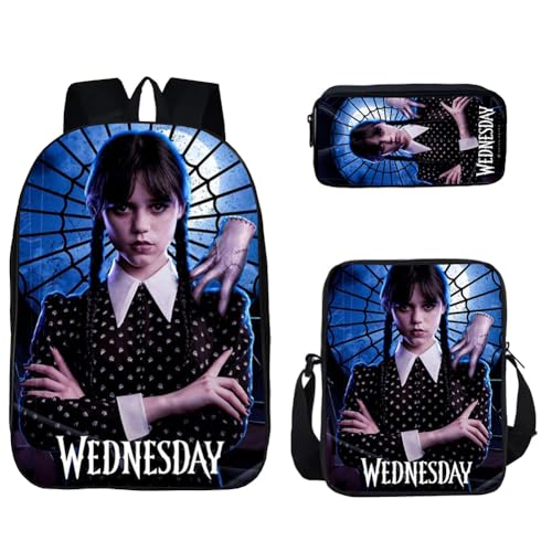 HAOYUNLAI Schulrucksack für Mädchen Kinder Wednesday Rucksack Schultasche Federmäppchen Kinderrucksäcke Schreibwaren Tasche Anime Tasche Rucksack (Style 9, 16 Zoll) von HAOYUNLAI