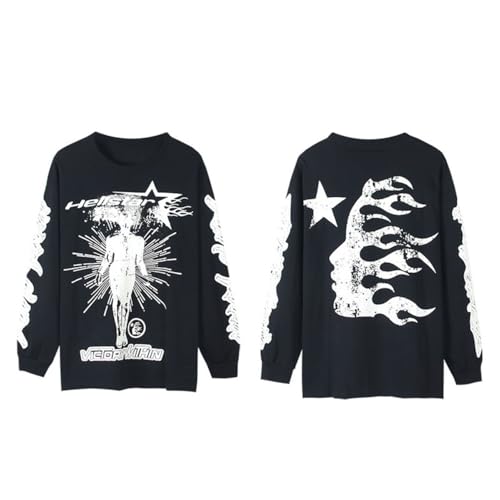 HAOZYUN Frühjahr Herbst Neue Männer Und Frauen Paar Anzug Größe Locker Set Langärmel T-Shirt Teenager Leichte Tägliche Baumwolle Graffiti Garderobe-Color-2||l von HAOZYUN