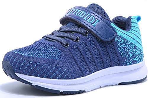 Mitudidi Unisex-Kinder Turnschuhe Jungen Sportschuhe Leicht Atmungsaktiv Laufschuhe Outdoor Fitnessschuhe Sneaker Hallenschuhe für Blau 28EU von Mitudidi