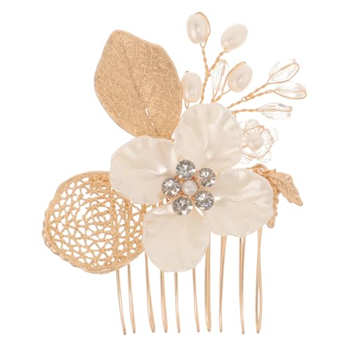 HAPINARY Braut Haarkamm Mit Goldenen Blättern Und Blumen Eleganter Kopf Schmuck Für Hochzeiten Leichtes Und Haltbares Haarschmuck-accessoire Für Bräute Und Brautjungfern von HAPINARY