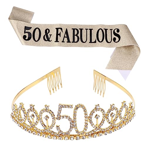 HAPINARY 1 Satz 2st Krone Zeremonieller Gürtel Kopfschmuck Aus Strass Damen Gürtel 50. Geburtstag Ritueller Gürtel Strass-tiara Roségoldene Partydekorationen Strass Haarbänder Legierung von HAPINARY