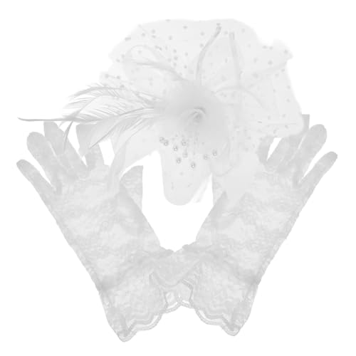 HAPINARY 1 Satz Kopfbedeckungsset Haarband Party-cosplay-kopfbedeckung Braut Kopfschmuck Stirnband Blumen Gestalteter Kopfschmuck Haarreifen Im Feder-design Weiblicher Haarreif Spitze Weiß von HAPINARY