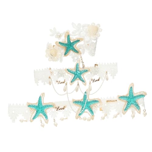 HAPINARY 1satz Seestern Haarband Und Schmuck Für Hochzeiten Mit Perlen Und Spitze Haaraccessoire Halskette Und Armband Für Mädchen Und Damen Für Partys Und Besondere Anlässe von HAPINARY