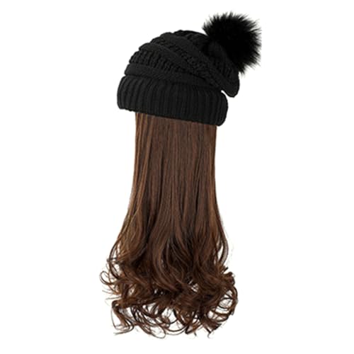 HAPINARY Cartoon-beanie-mützen Mit Haarverlängerungen -perückenkappe Für Frauen Perücken Gewellte Perücken Haarverlängerungen von HAPINARY