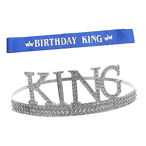 HAPINARY Geburtstagsschärpe Satz Mit Strasssteinen Für Herren Kinderkronen-spielzeug Als Party-kopfschmuck Königskrone Für Geburtstagsfeier von HAPINARY