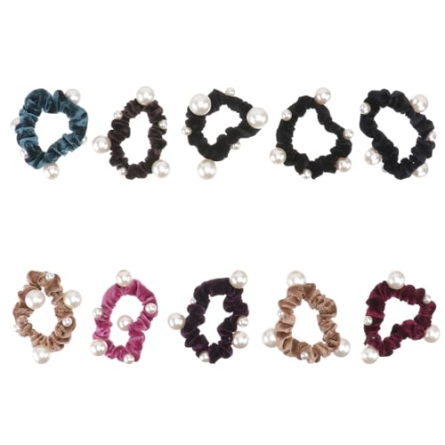 HAPINARY 10 Stück Flanell-haarbänder Mit Perlen Haarseil Für Damen Und Mädchen Pferdeschwanzhalter Haar-accessoires Für Alltag von HAPINARY