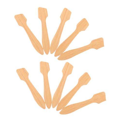 HAPINARY 10 Stück Gesichtsmaskenspatel Gesichtslöffel Löffel für Hautpflege Mischwerkzeug für Gesichtscreme Spatel Löffel gesichtscreme löffel Gelee-Maskenspatel hölzern Beige von HAPINARY