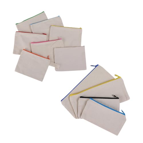 HAPINARY 10 Stück Große Baumwoll Zipper Tasche mit Reißverschluss Multifunktionale Aufbewahrungstasche für Kosmetik Stifte Digitale Produkte Waschbar Robust Leicht für Zufällige Farbe von HAPINARY