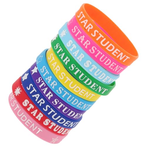 HAPINARY 10 Stück Teiliges Buntes Silikonarmband für Schüler Weiche Bequeme Belohnungsarmbänder mit Sternmotiv Motivierend für Schulgruppen Lernförderung Farbenfrohe Schulzubehör von HAPINARY