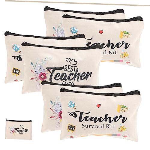 HAPINARY 10 Stück Teiliges Canvas Kosmetiktaschen mit Reißverschluss Vielseitige Make Up und Stifttaschen für Lehrerinnen Robuste Baumwoll Organizer für Reisen und Alltag Praktische von HAPINARY