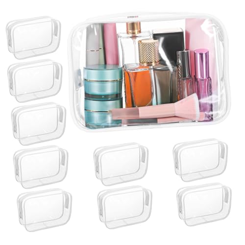 HAPINARY 10 Stück Teiliges PVC Kosmetiktaschen Transparent mit Reißverschluss Mittlere Geräumig und Strapazierfähig als Make Up Organizer und Kulturbeutel für Damen und Reisen von HAPINARY