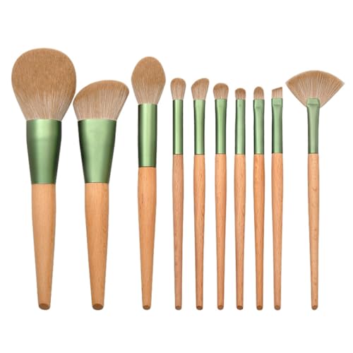 HAPINARY 10-teiliges Pinselset Für Make-up Mit Griff Aus Holz Verschiedene Größen Und Formen Für Gesichtspuder Und Lidschatten von HAPINARY