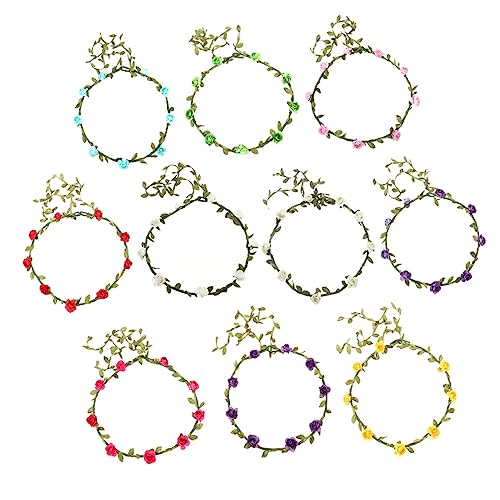 HAPINARY 10st Haarschmuck Für Frauen Hochzeit Blumenringe Für Frauen Mädchen Stirnbänder Blumenstirnbänder Sonnenblumenkranz Rosa Stirnband Tiara Strand Braut Haarseil von HAPINARY