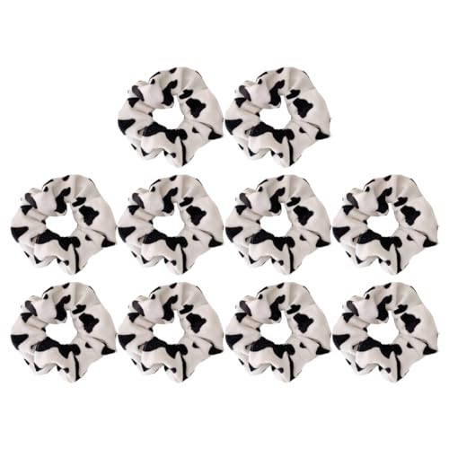 HAPINARY 10stücke Elastische Scrunchies Kuh Muster Haarbänder Mädchen Kopfschmuck Haar Ringe Bequeme Haarseile Für Frauen Pferdeschwanz-haarband Haarschmuck von HAPINARY