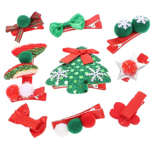 HAPINARY 10St Weihnachtshaarspangen für Kinder Haarschmuck für Mädchen Haarschmuck für Weihnachten Haarklammer Weihnachtsbaumschleifen Weihnachtshaarnadel Weihnachtsspangen von HAPINARY