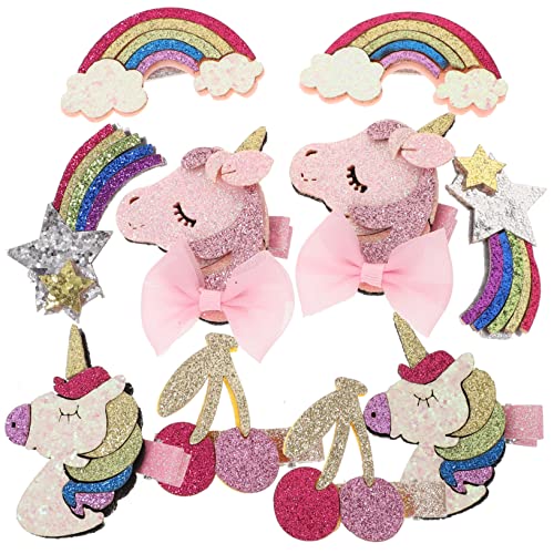HAPINARY 10stücke Glitzer Haarspangen Pailletten Mädchen Haarspangen Einhorn Schleife Regenbogen Kirsche Für Junge Mädchen Geburtstag Weihnachten Geschenkidee von HAPINARY