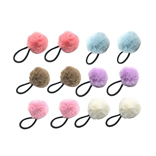 HAPINARY 12stücke Pferdeschwanz Halter Hairband Elastische Haarbänder Mit Flauschigem Ball Stretch Gummibänder Für Damen Und Mädchen in Weiß Rosa Himmelblau Khaki von HAPINARY