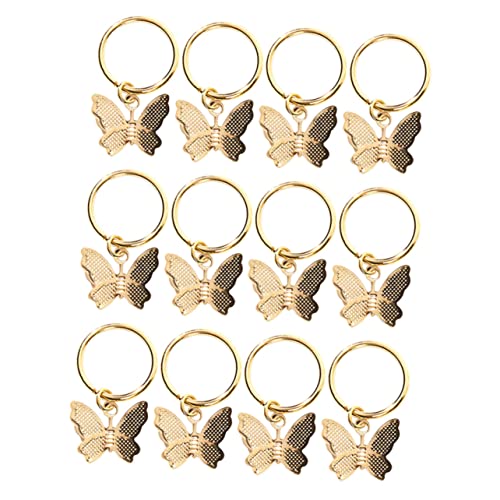 HAPINARY 12 Stück Haarschmuck für Zöpfe Dreadlocks Zubehör Dekorative Haarringe Flexible Haarcharms mit Schmetterlingsdesign für Frisuren und Tägliches Styling von HAPINARY