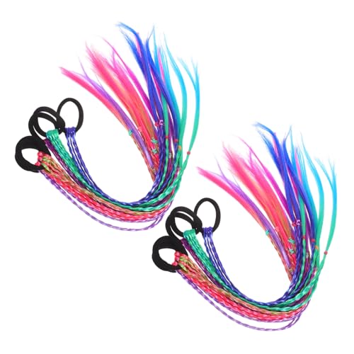 HAPINARY 12 Stück Teiliges Buntes Geflochtenes Ponytail Extensions aus Synthetischem Haar Schnell Anzubringen für Rollenspiele Tanz und Halloween Vielseitig für Mädchen und Kleinkinder von HAPINARY