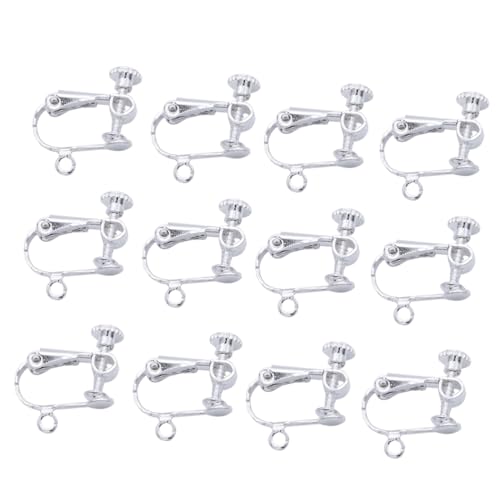 HAPINARY 12 Stück Teiliges Clip Ohrring Silber Offene Nicht Durchbohrte Ohrclips mit Loch Leichter Langlebiger Modeschmuck für Damen für Alltag Party Schule und Reise von HAPINARY