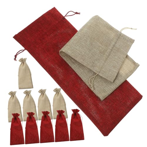 HAPINARY 12 Stück Teiliges Weinflaschentaschen Robustem Leinen mit Zugband Wiederverwendbar als Geschenkverpackung für Weihnachten Hochzeit Party als Tragbare Weintragetasche in Rot und von HAPINARY