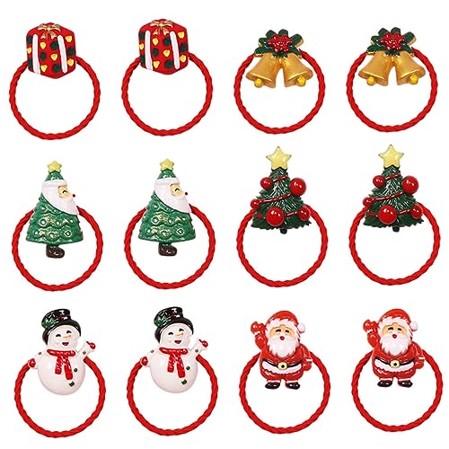 12 Stück Weihnachts-haargummis Haarringe Für Mädchen Elastische Haarbänder Pferdeschwanzhalter von HAPINARY