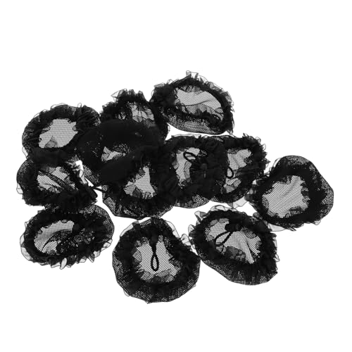 HAPINARY 12 Stück Spitze Haarnetz Für Dutts Elastische Haarnetze Damen Schwarze Haarnetz Hochsteckfrisuren Ballett Dutt Abdeckung Haar Accessoires Tanz Schwarz von HAPINARY