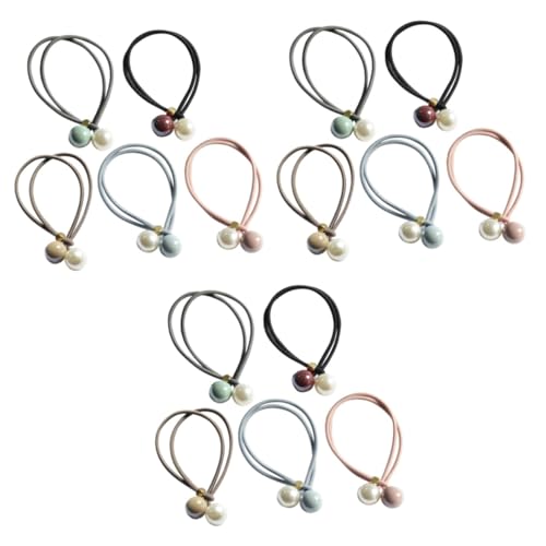 HAPINARY 15 Stk Haargummi Perle Gummiband haarband perlenschmuck hair- gummidämpfer hellblaue hairbands stutzenhalter Pferdeschwanz-Halter-Krawatte Mädchen Kopfschmuck Krawatte Colorful von HAPINARY