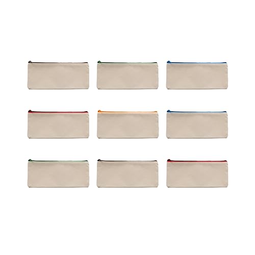 HAPINARY 15stücke Canvas Federmäppchen Blanko Mit Reißverschluss Stiftehalter Aufbewahrungstasche Blanko-reißverschlusstasche Münzbörse von HAPINARY