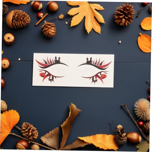 HAPINARY 19 Stück Teiliges Halloween Augen Make-up Sticker Wasserfest mit Schädel Spinnennetz Kürbis Motiven Temporäre Tattoos für Karneval Maskerade Party Sanft zur Haut Einfach Anzuwenden von HAPINARY