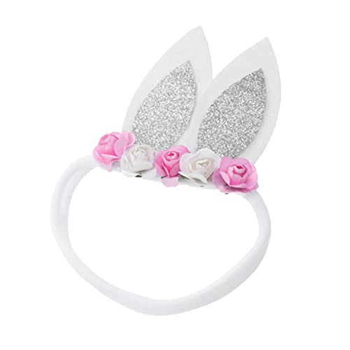 HAPINARY Blumen Stirnband Mit Hasenohren Für Junge Mädchen Haarband Kopfschmuck Party Haar Accessoires Nylon Material Silber Farbe von HAPINARY