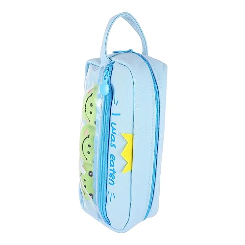 HAPINARY 1stk Cartoon-Frosch-federmäppchen Organizer Für Büroaufbewahrung Stiftbehälter Kawaii Federmäppchen Make-up-Tasche Klarer Bleistift Mädchen Herz Segeltuch Student von HAPINARY