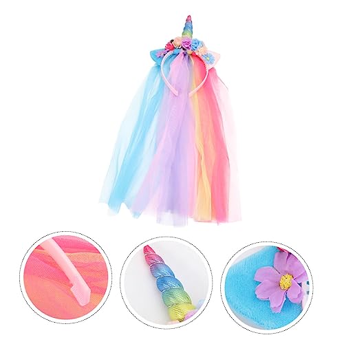 HAPINARY Haarschmuck Für Kinder 1Stk Einhorn-Mesh- hair accessories for girls Netzmuster Haarband für Kinder Einhorn Regenbogen-Einhorn-Kopfbedeckung haarschmuck Haarreifen kinder haare von HAPINARY