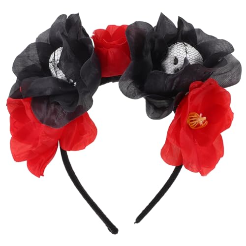 HAPINARY 1Stk Künstliche Blumen-Schädel-Stirnband Hexenkostüm für Damen Kürbis-Dekor Haarbänder Tiara Halloween-Haare Schädel Rose Haarband Skelett Kopfbedeckung schmücken von HAPINARY